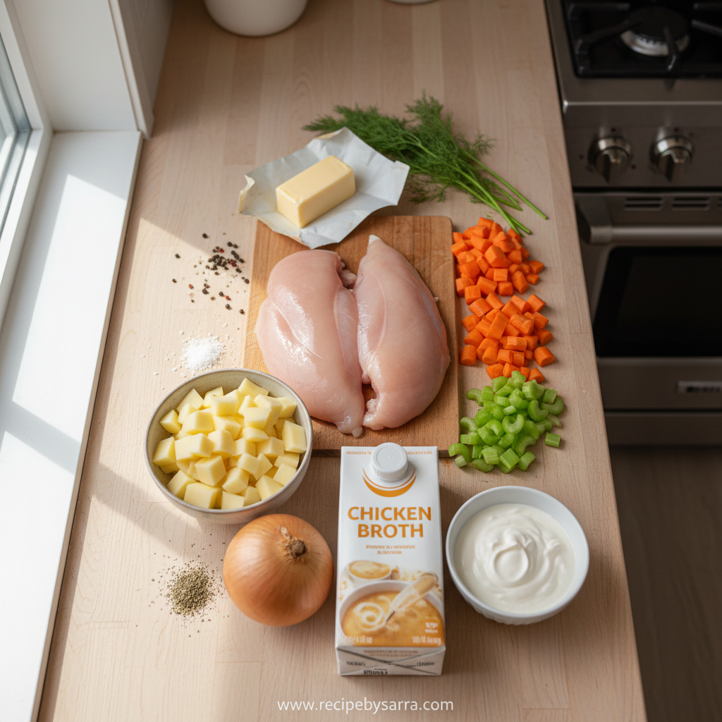 Ingredients for creamy chicken potato soup