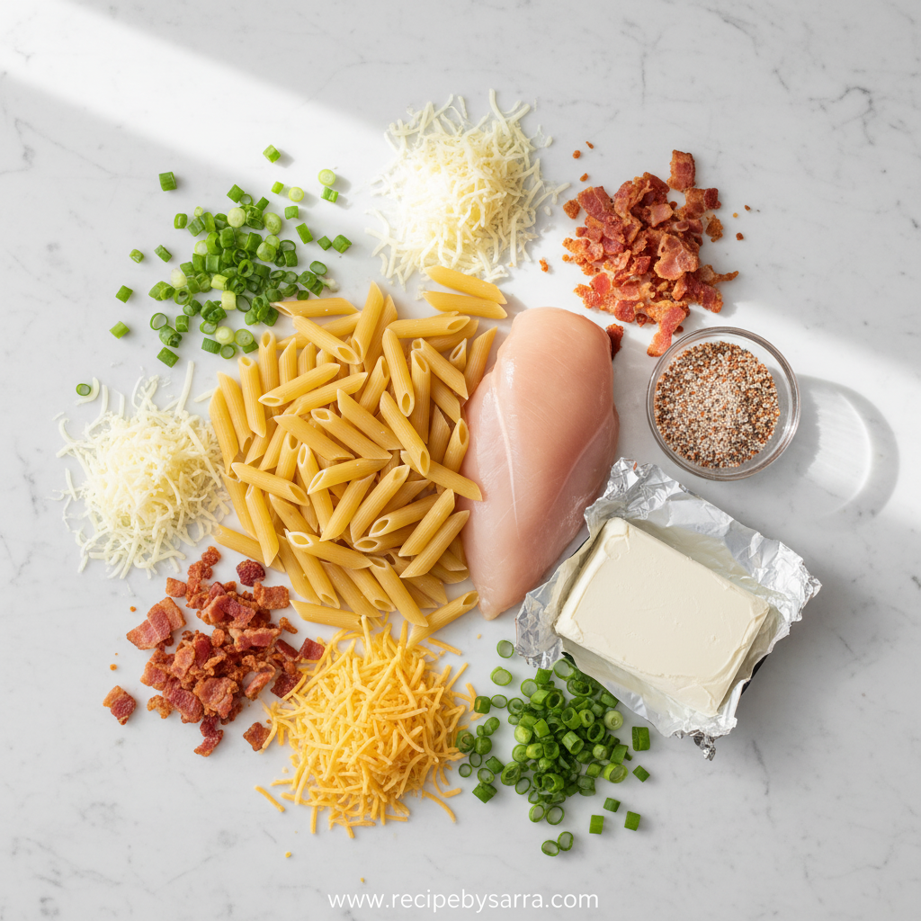 Ingredients for crack chicken pasta recipe