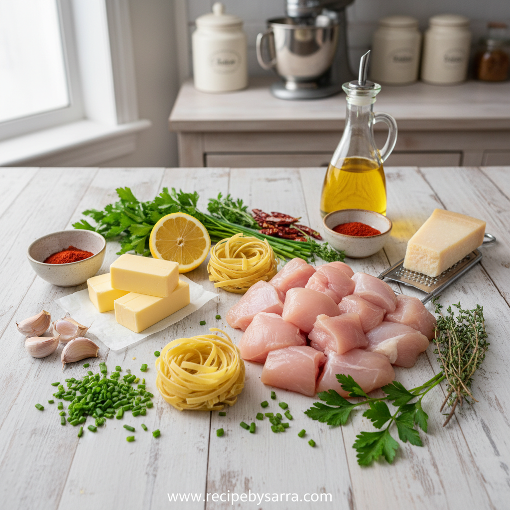 Ingredients for cowboy butter chicken linguine