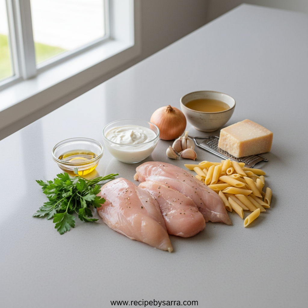 Ingredients for homemade chicken pasta