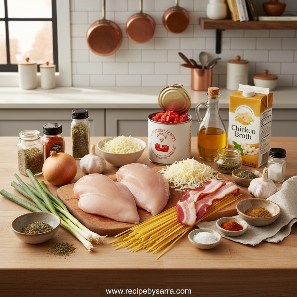 Ingredients for Monterey chicken spaghetti recipe