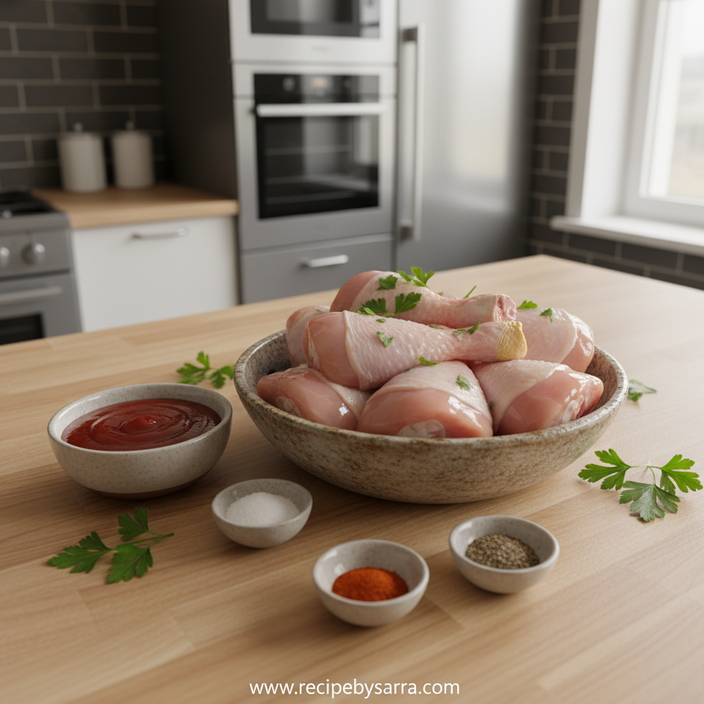 Ingredients for oven baked BBQ chicken legs