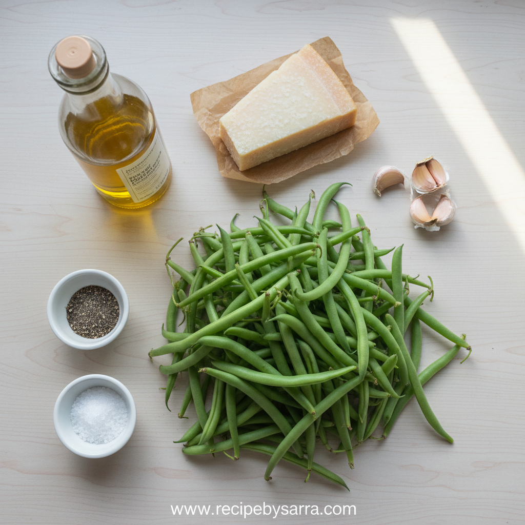 Ingredients for garlic Parmesan green beans