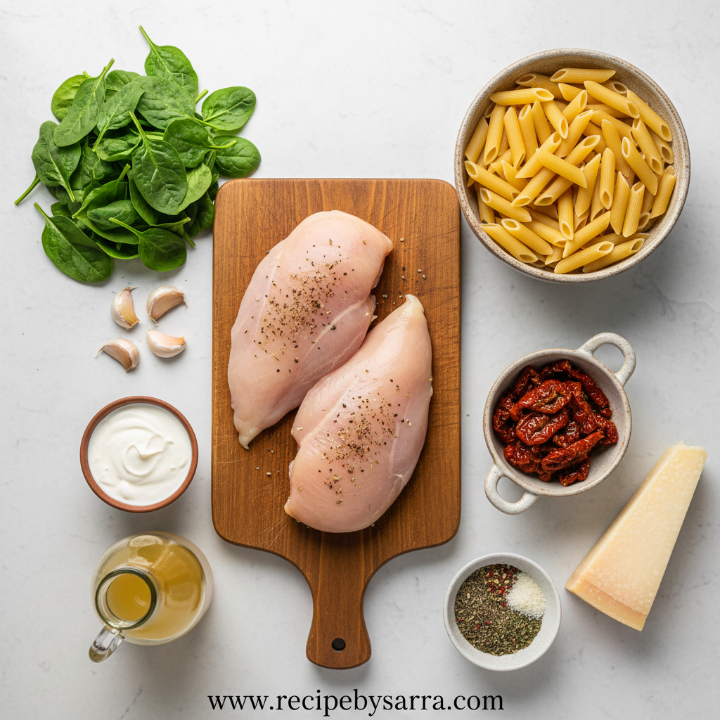 Ingredients for marry me chicken pasta recipe