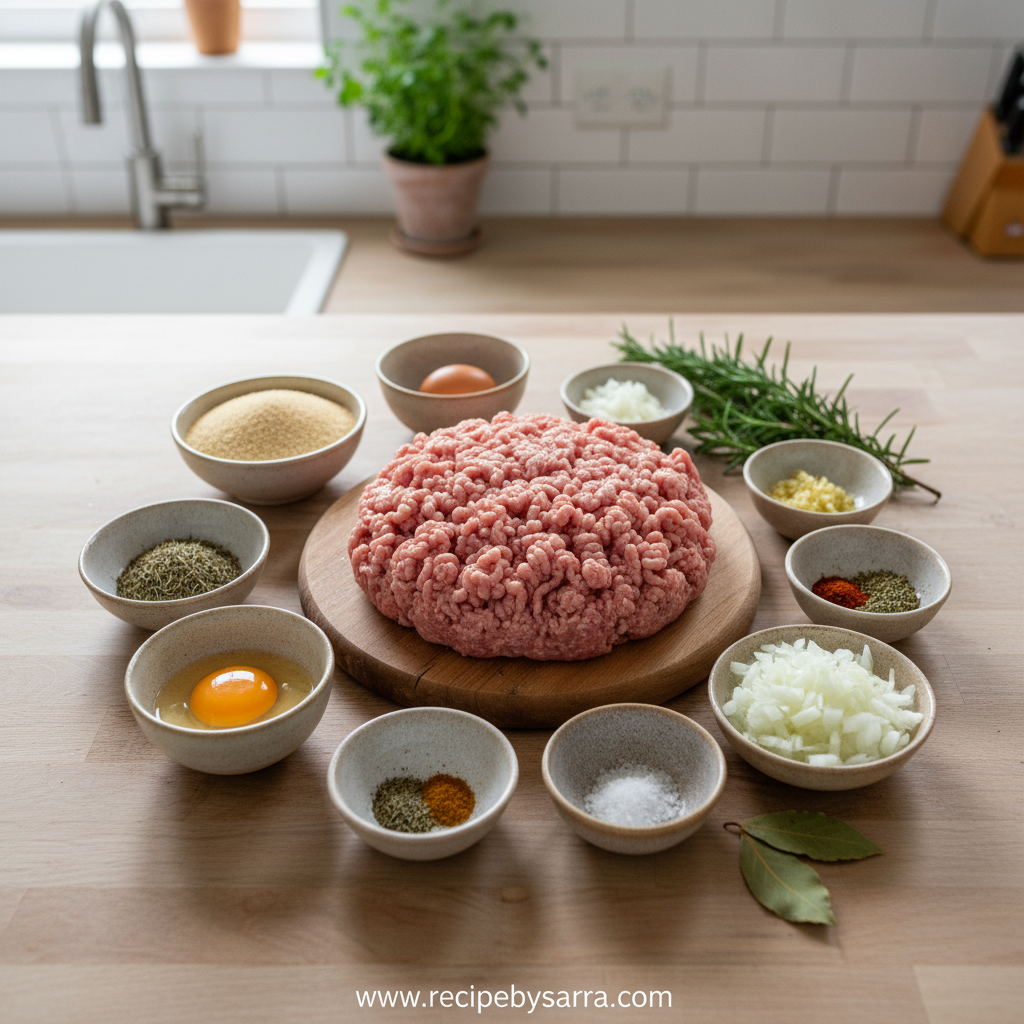 Ingredients for making perfect turkey burger patties