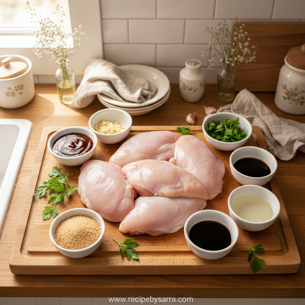 Ingredients for caramelized BBQ chicken thighs