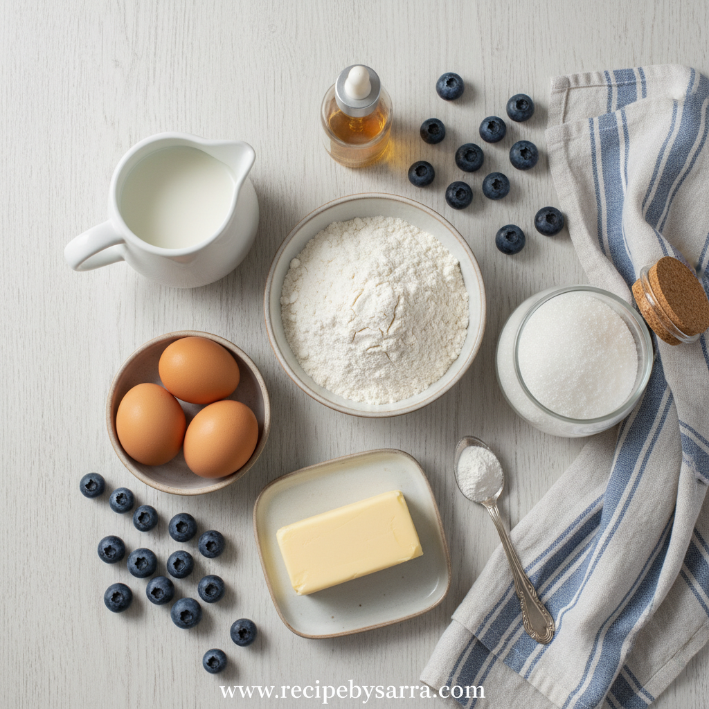 Ingredients for Bakery Style Blueberry Muffins