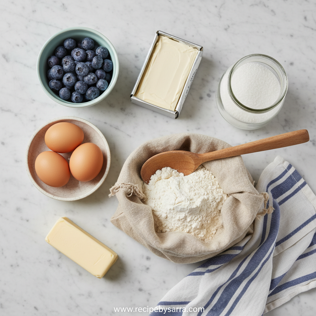 Ingredients for Blueberry Cream Cheese Muffins