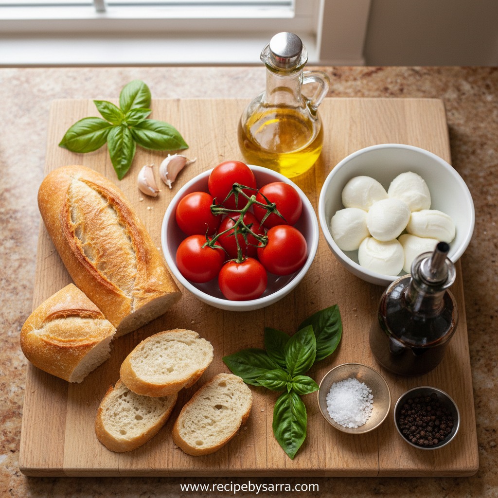 Ingredients for Caprese Bruschetta