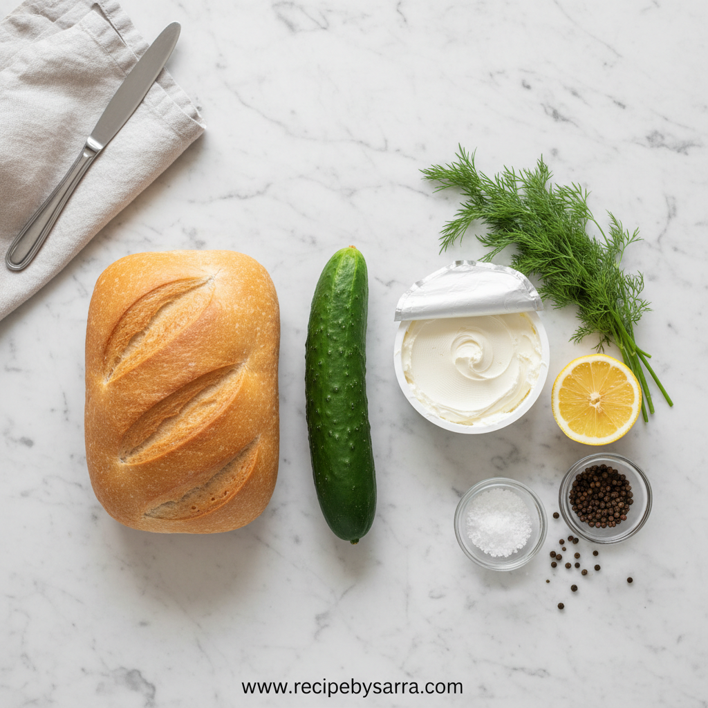 Ingredients for cucumber sandwiches