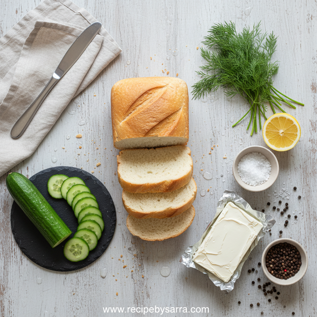 Ingredients for cucumber sandwich