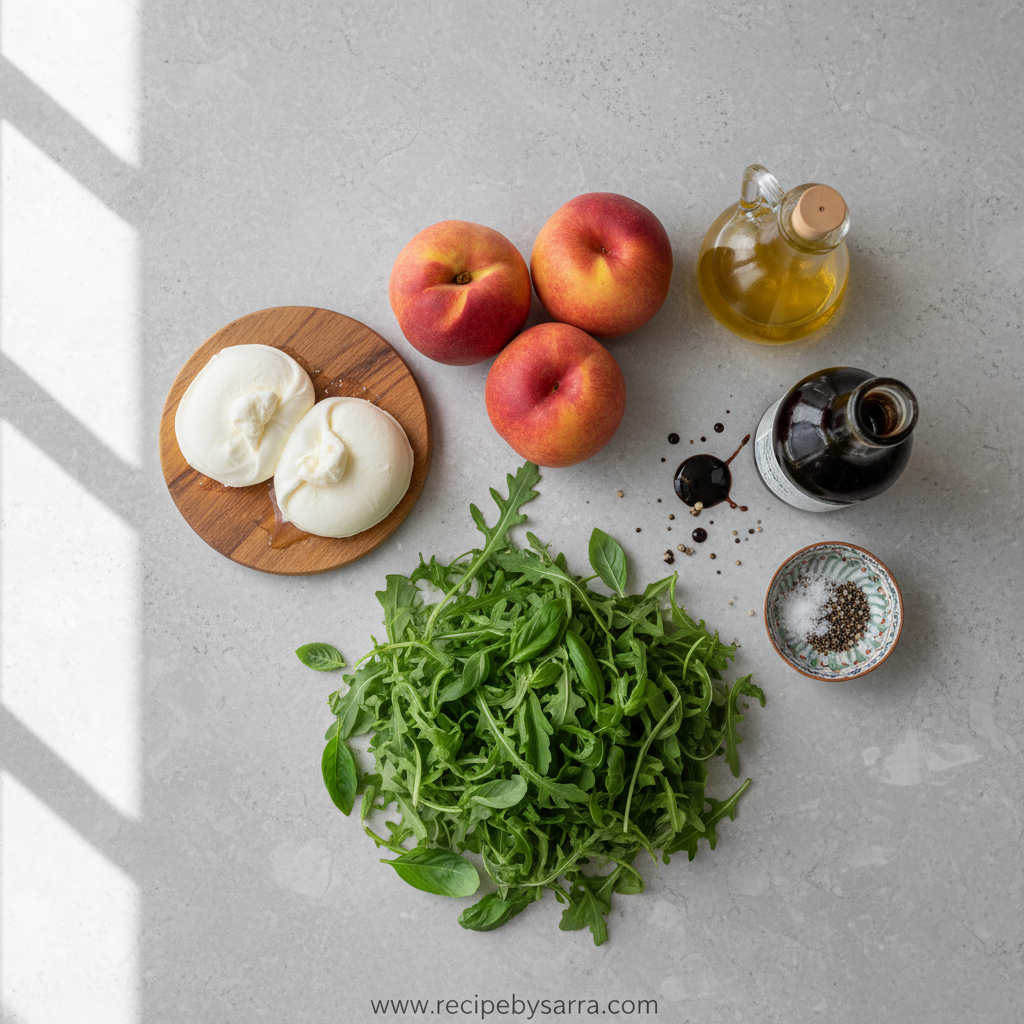 Ingredients for Fresh Peach Burrata Salad