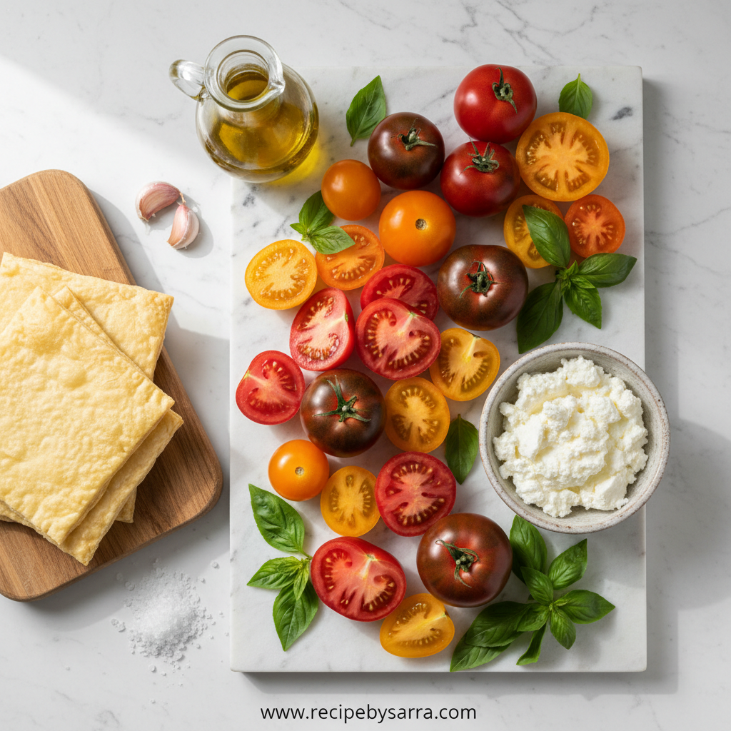 Ingredients for Heirloom Tomato Ricotta Tart