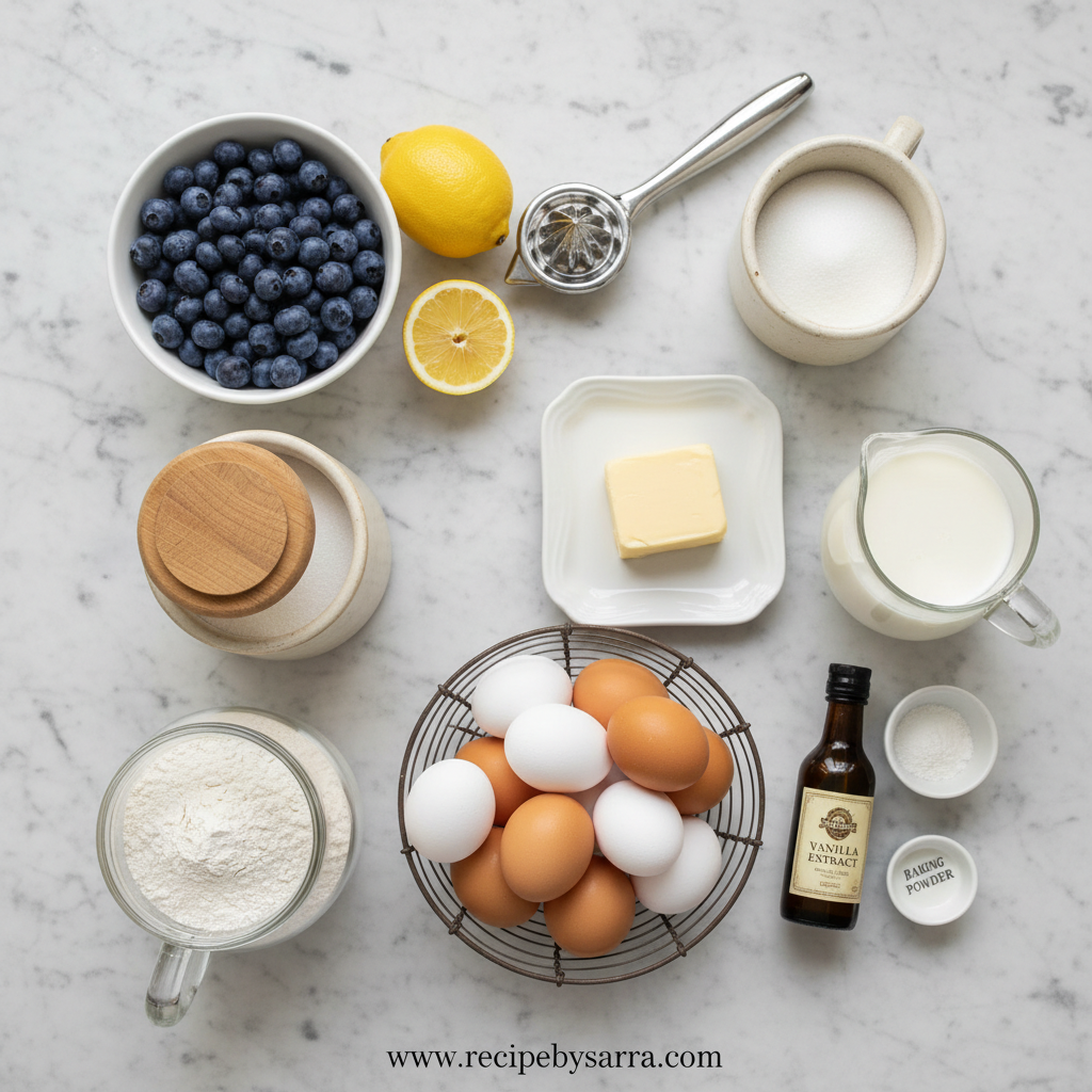 Ingredients for lemon blueberry muffins