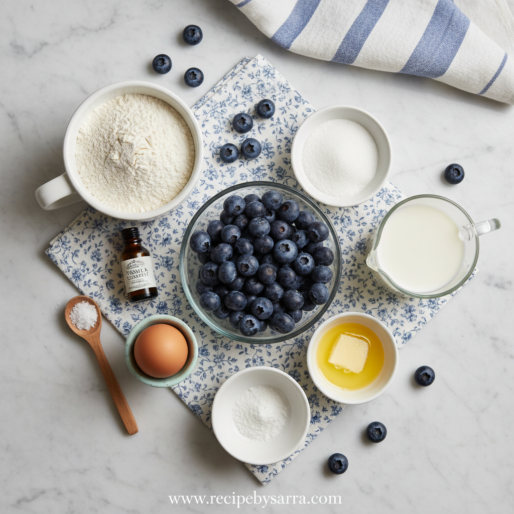 Ingredients for blueberry muffins