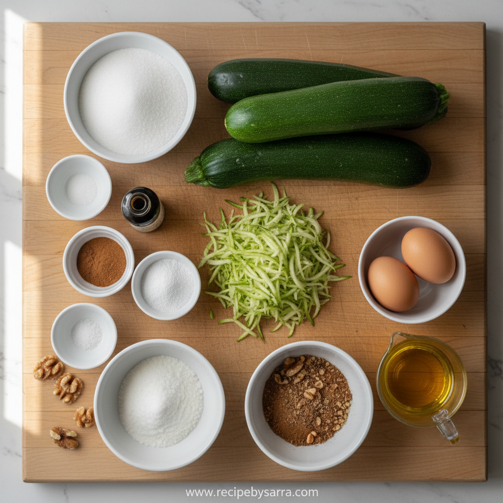 Ingredients for Old Fashioned Zucchini Bread