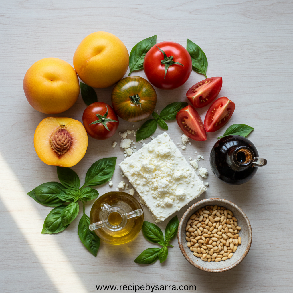 Ingredients for Peach Heirloom Tomato Salad