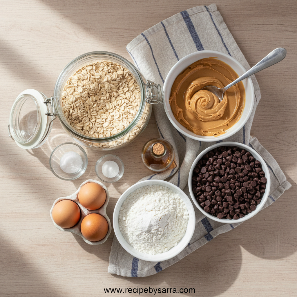 Ingredients for Peanut Butter Oatmeal Cookies