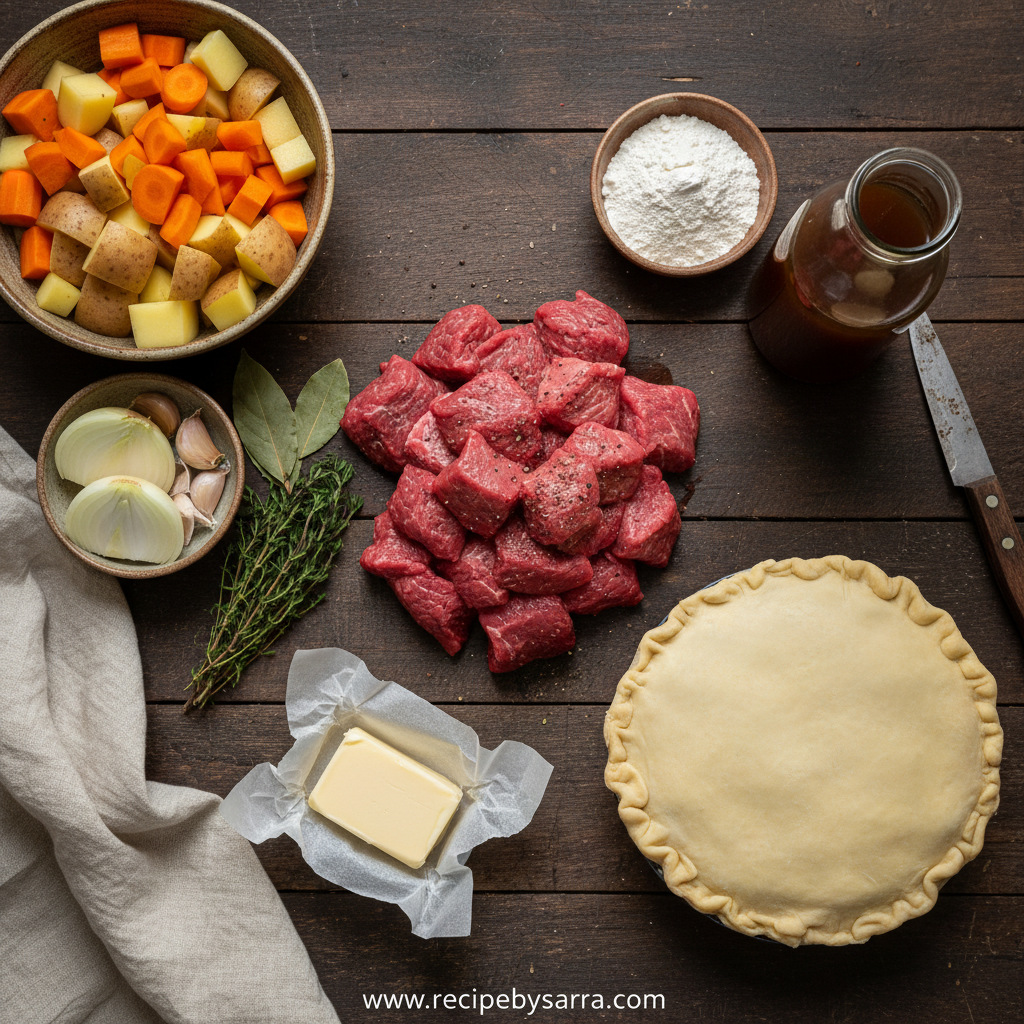 Ingredients for Savory Beef Stew Pot Pie