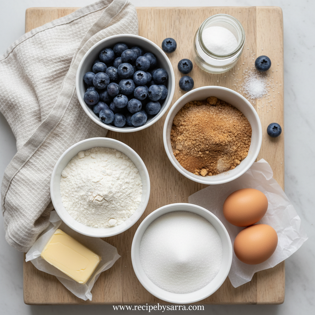 Ingredients for Blueberry Muffins with Crumble Topping