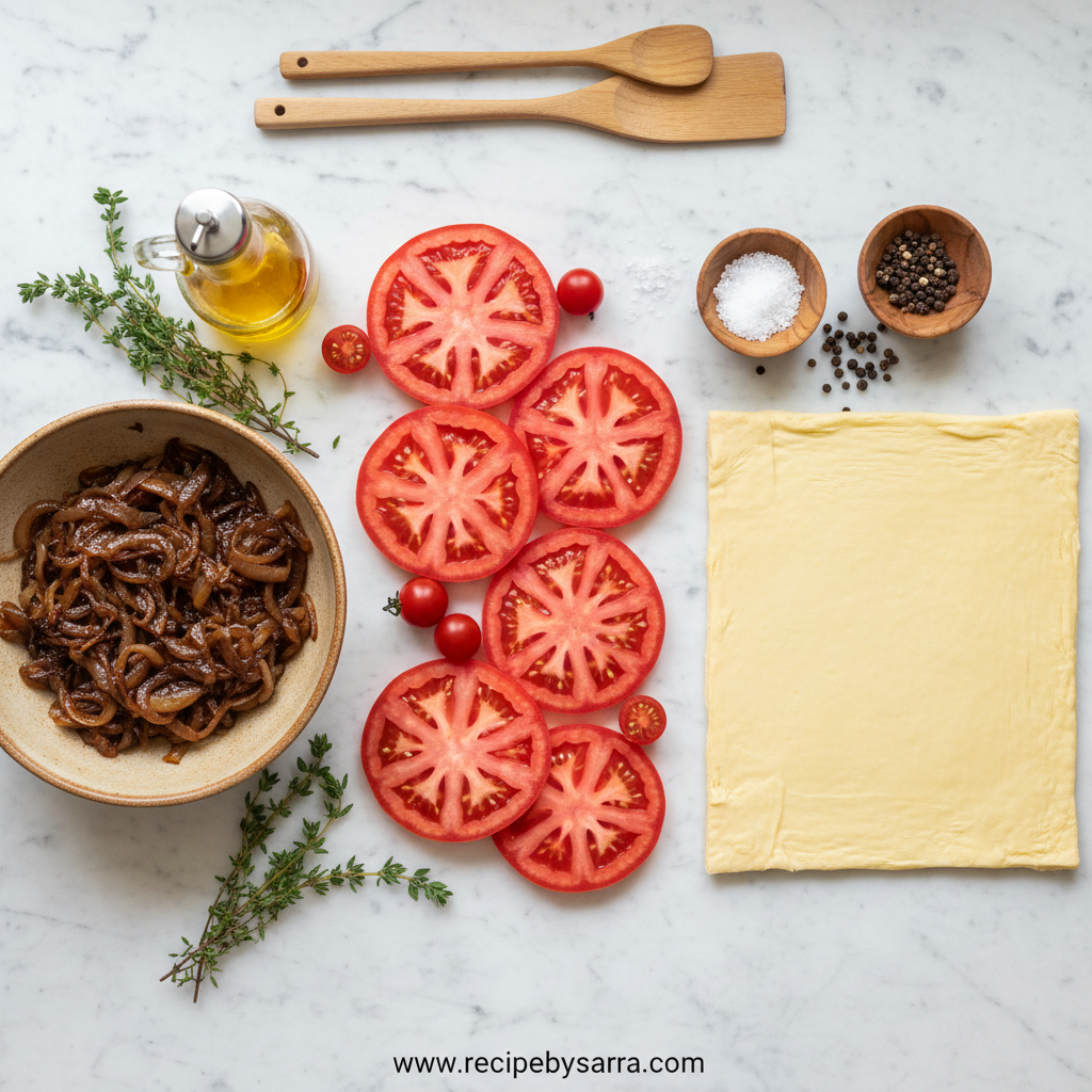 Ingredients for Beefsteak Tomato Tart with Caramelized Onions & Thyme