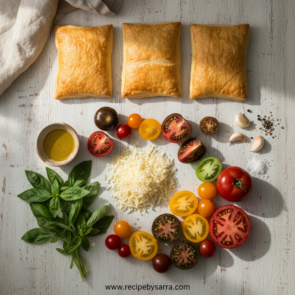 Ingredients for Cheesy Heirloom Tomato Tarts