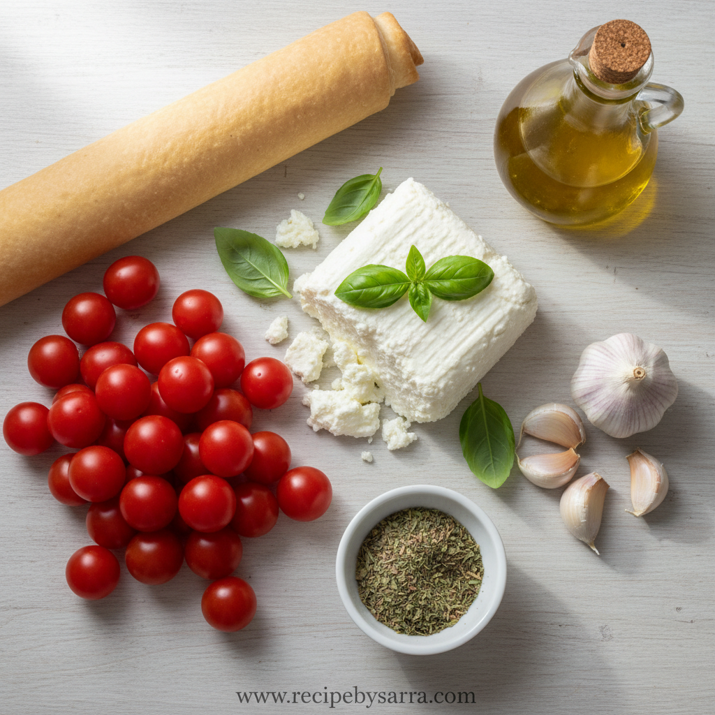 Ingredients for Cherry Tomato Tart with Herbed Ricotta