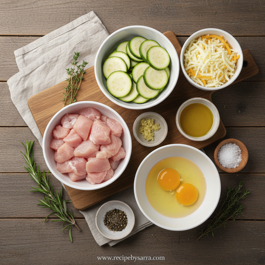 Ingredients for Chicken Zucchini Bake