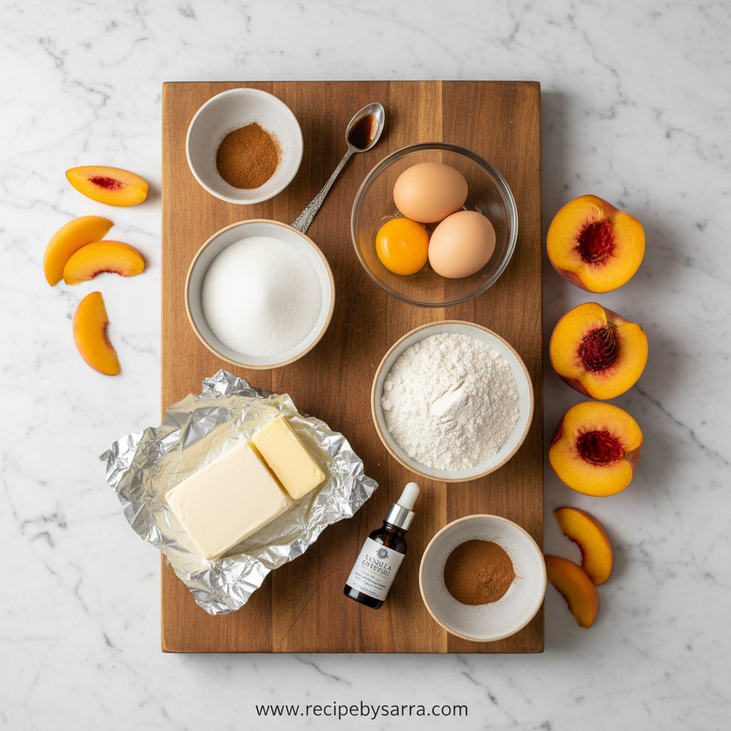 Ingredients for Cream Cheese Peach Cobbler Pound Cake