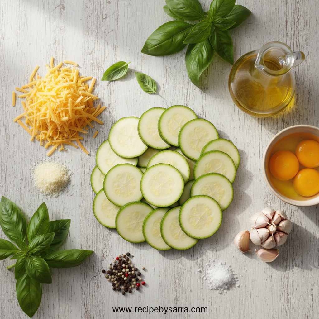 Ingredients for Easy Cheesy Zucchini Bake