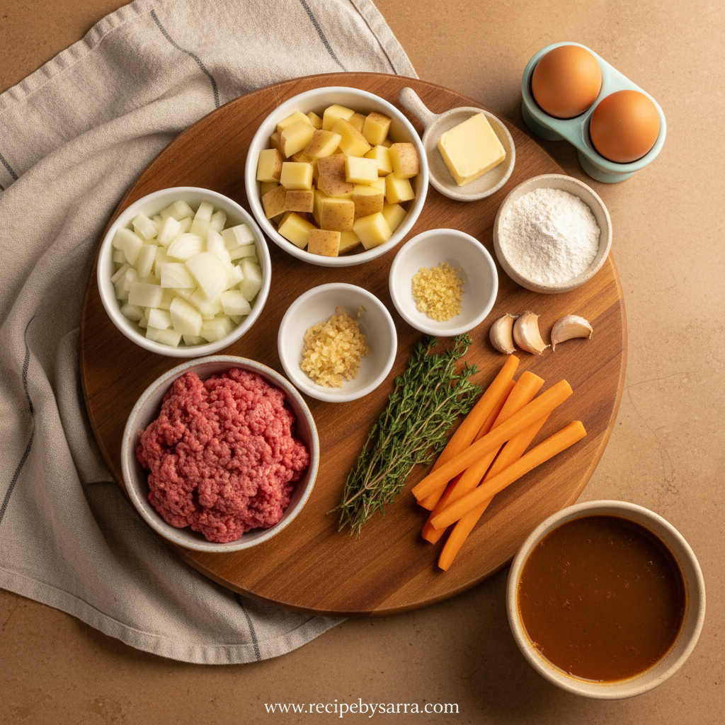 Ingredients for Ground Beef Potato Pie