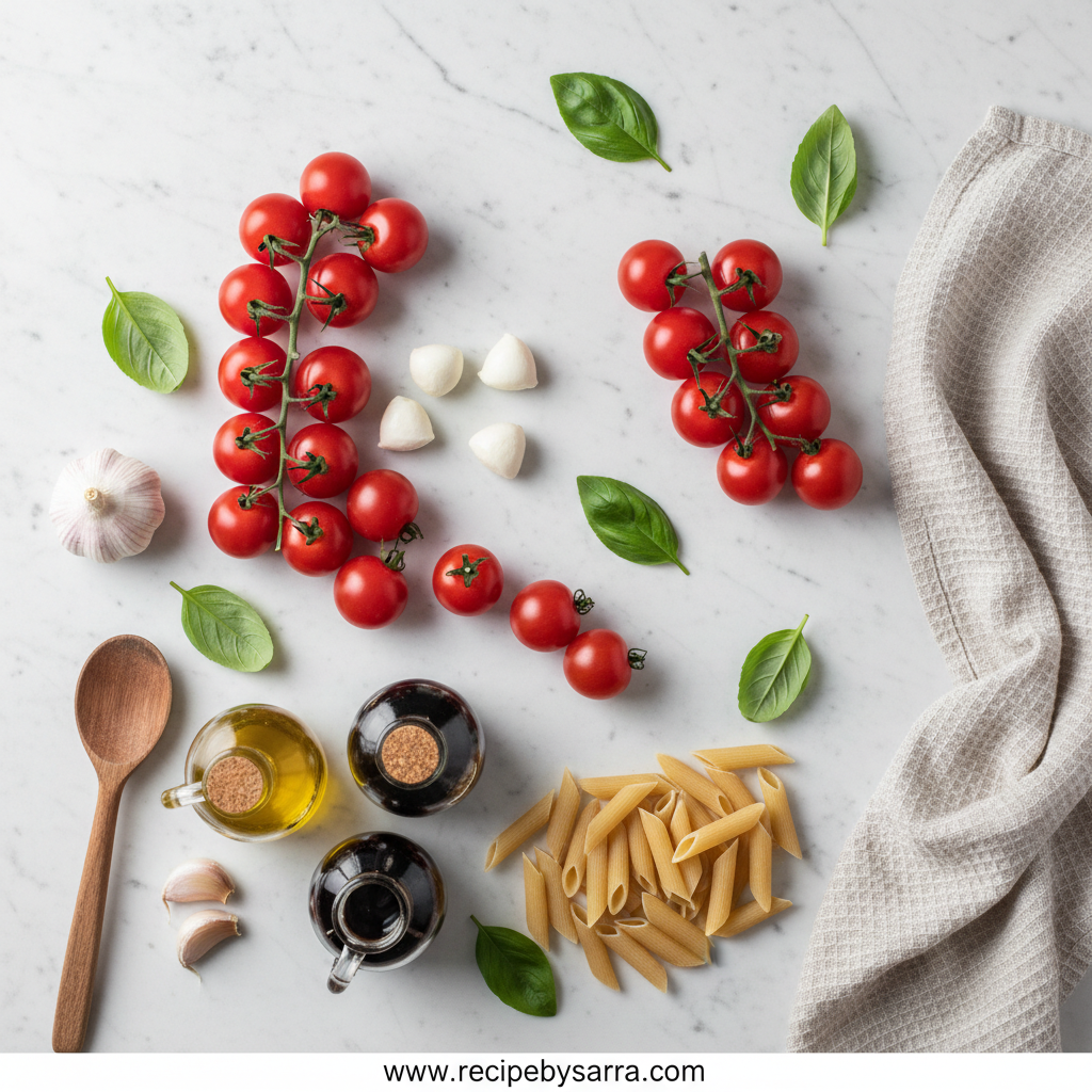 Ingredients for Caprese Pasta Salad