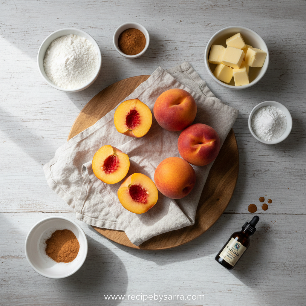 Ingredients for the best peach cobbler recipe